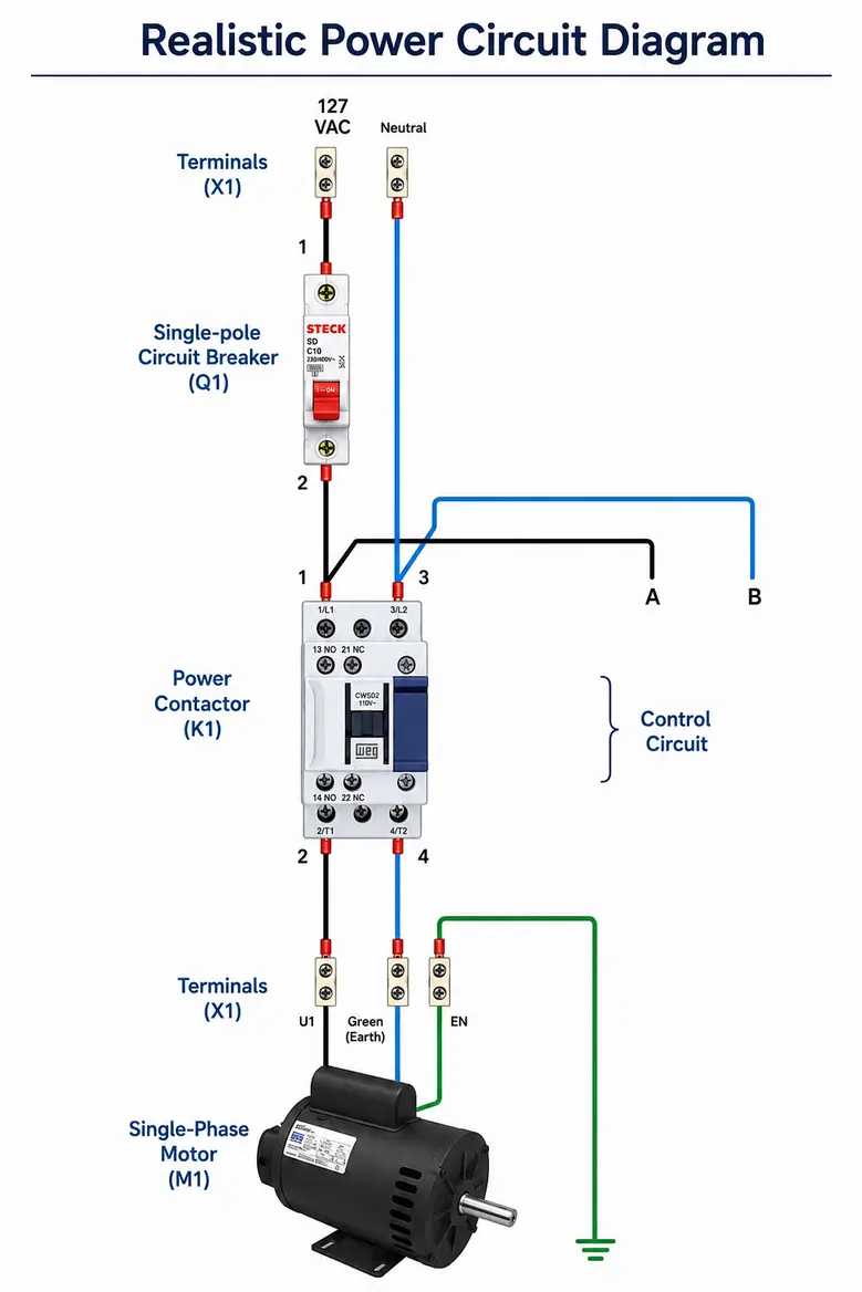 Realistic diagram with photos of actual hardware components